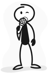 Imagem de um locutor de voz-off a trabalhar