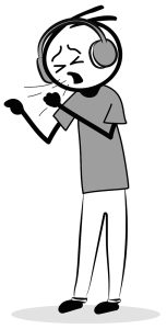 Doodle de um locutor a espirrar